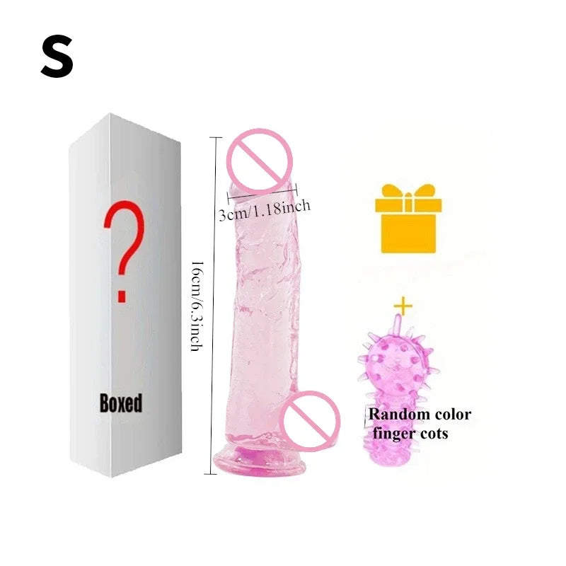 Realistic Transparent Jelly Dildos G-Spot Masturbation Sex Toy for Women Masturbator Vagina Wiht Strong Cup Ddildo Penis Adult18
