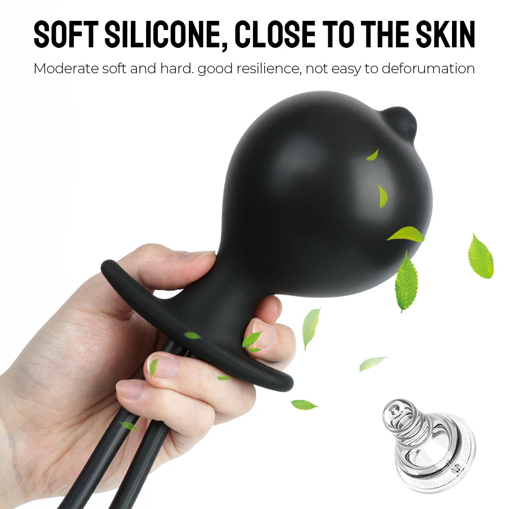 Water Spray Inflatable Anal Plug Anal Enema Cleaner Anus Dilator Dildo Silicone Buttplug Expander Washer Sex Toys for Women Men