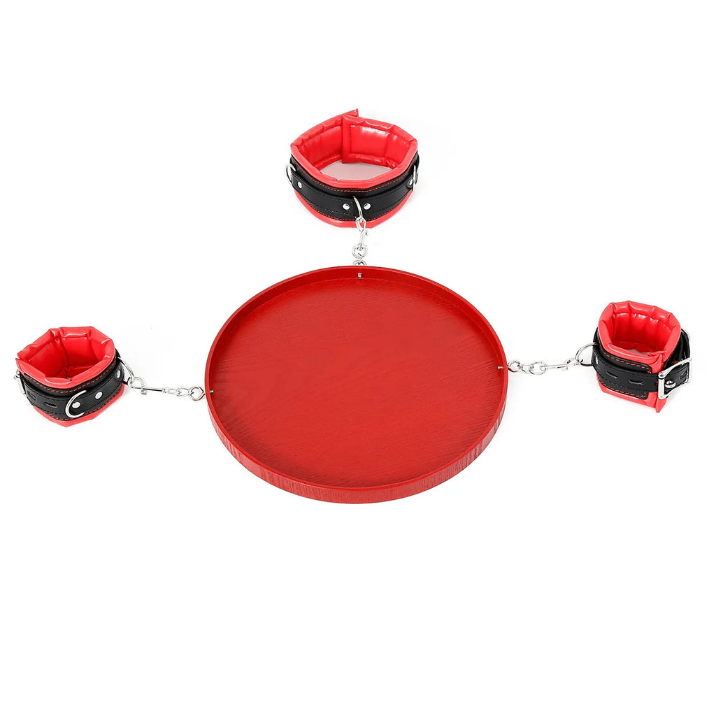 Bondage Toys Adjustable Leather Handcuffs Tray Ankle Cuffs Collar BDSM Restrsaints Erotic Adults Toys Fetish Dog Slave Sex Game