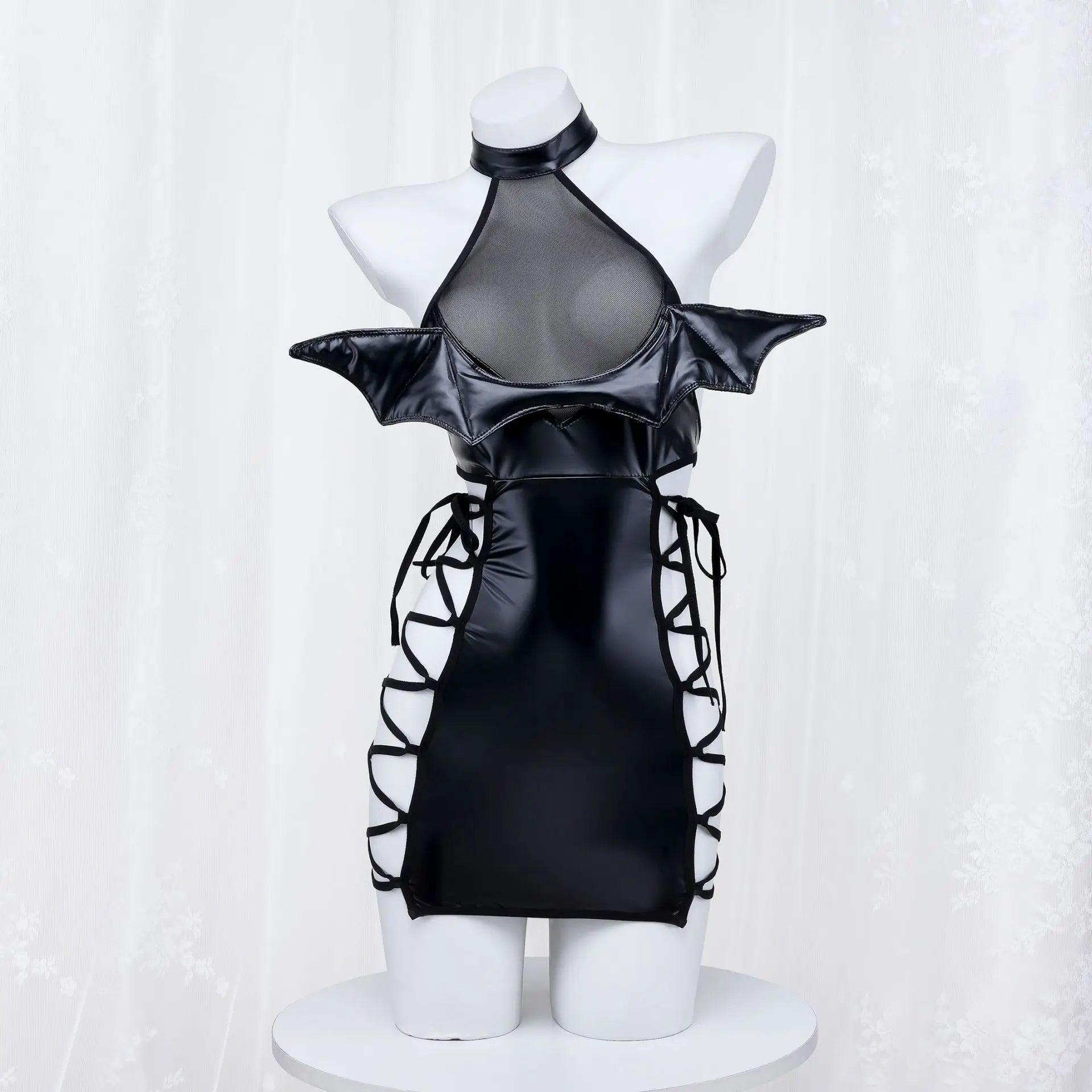 Sexy Amine Demon Cosplay Costume Set Hollow Dark Underwear Succubus Lingerie Role Play Outfits Halloween Faux Leather For Women