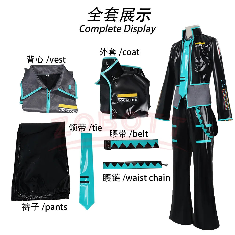 Anime Mikuo Male version Cosplay Costume Green Color Any Size Custom Made Full Set Perfect Custom black jackets Accessories