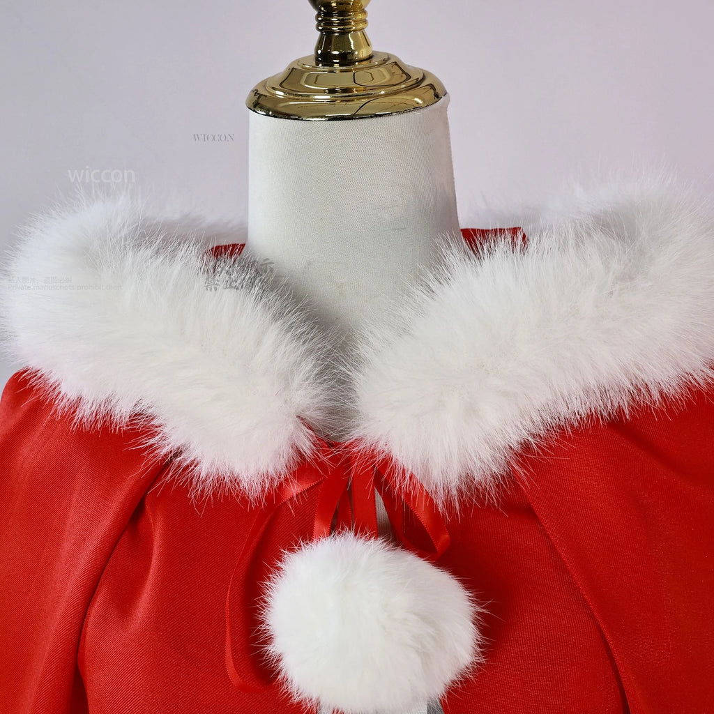 Anime Cindy Lou Cosplay Costume Cindy Plaid Dress Red Cloak Outfit Blond Wig Women Kids Halloween Suit Christmas Gift Customized