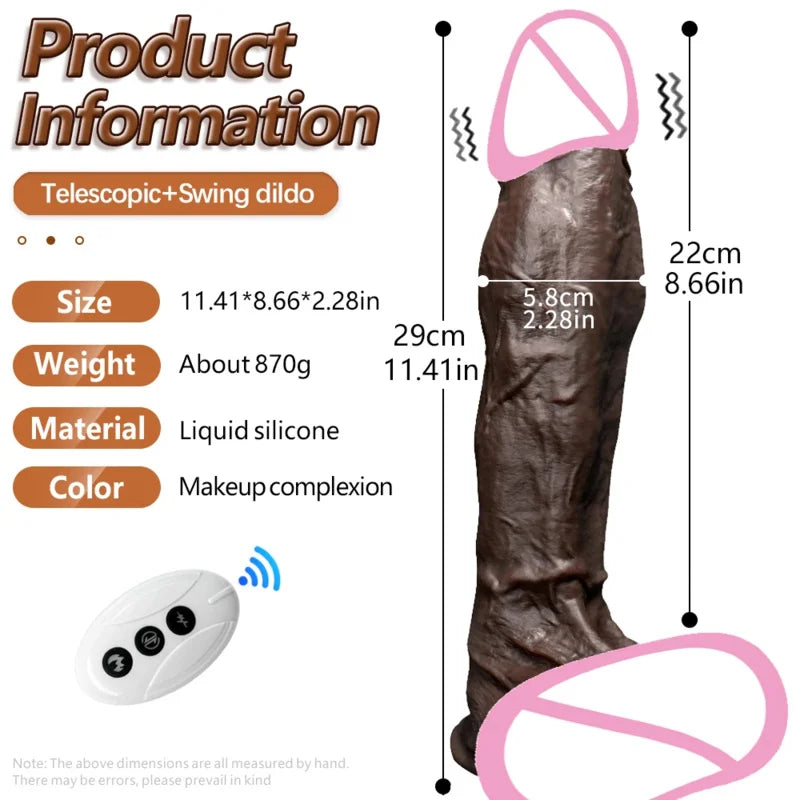 Vibrator XXXL Big Penis 11.4in Realistic Dildo Telescopic Vibrating Heating Anal Butt Plug Sex Toys for Women G Spot Dick Adult