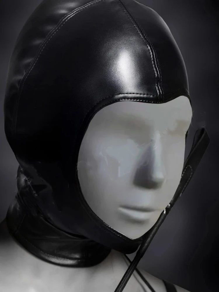 Fetish Headgear Open Mouth Eyes Bondage Party Mask Role Play Punishment Headdress Adult Couple Game Tied Face Mask Leather Socks
