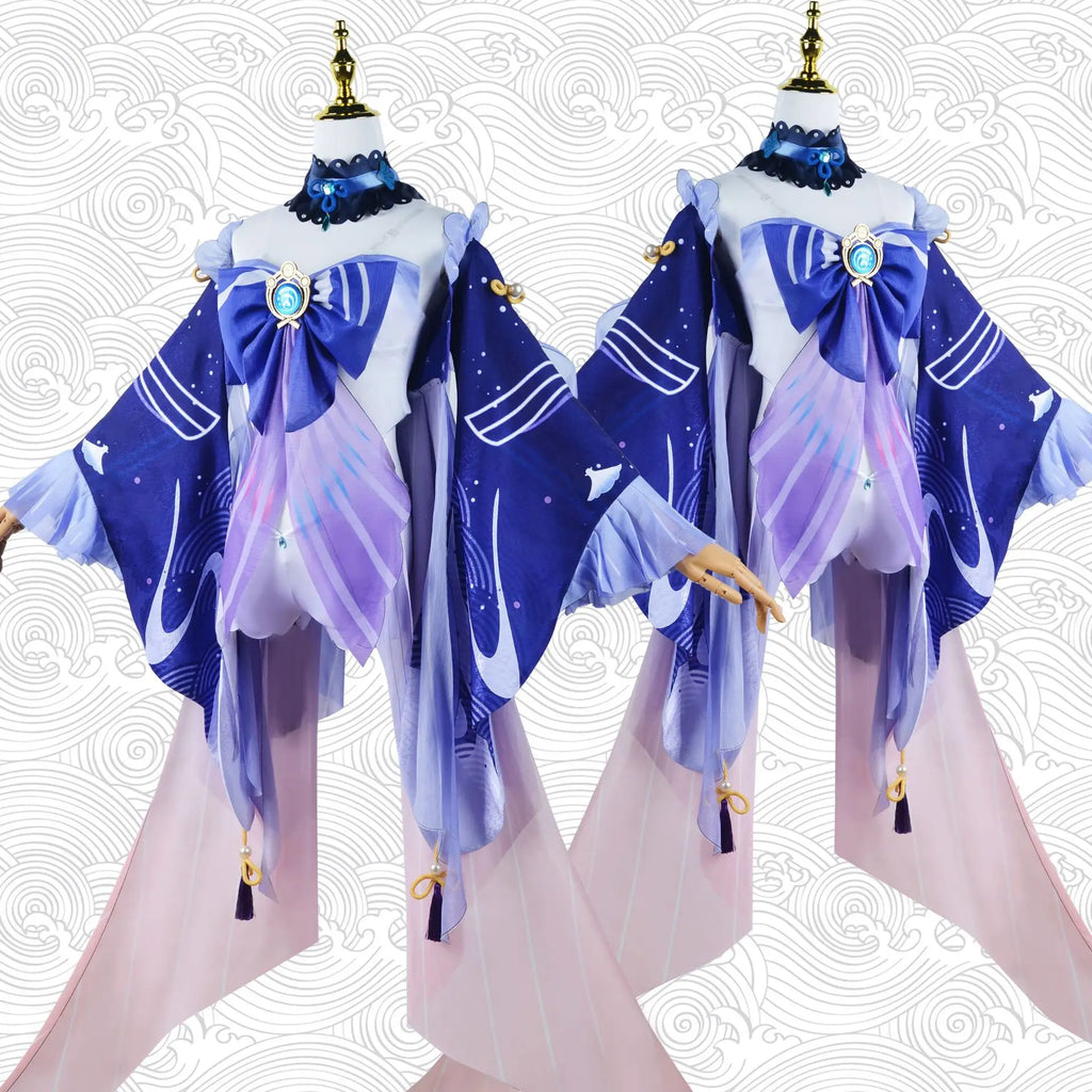 Sangonomiya Kokomi Cosplay Costume Pearl of Wisdom Kokomi Outfit Dress Wig Full Set Comic Con