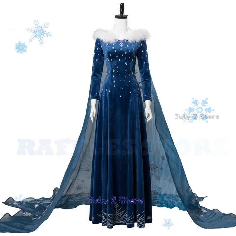 Adult Kid Ice Winter Queen Anime Princess Cosplay Costume Elsa Fantasia Cloak Halloween Party Women Ball Dress Stage Uniforms