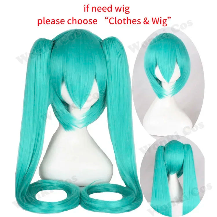 V Miku Cosplay Costume Green Ponytail Wig Virtual Singer Cosplay Shoes Boots Official Uniform for Girl Party Comic Con Outfits