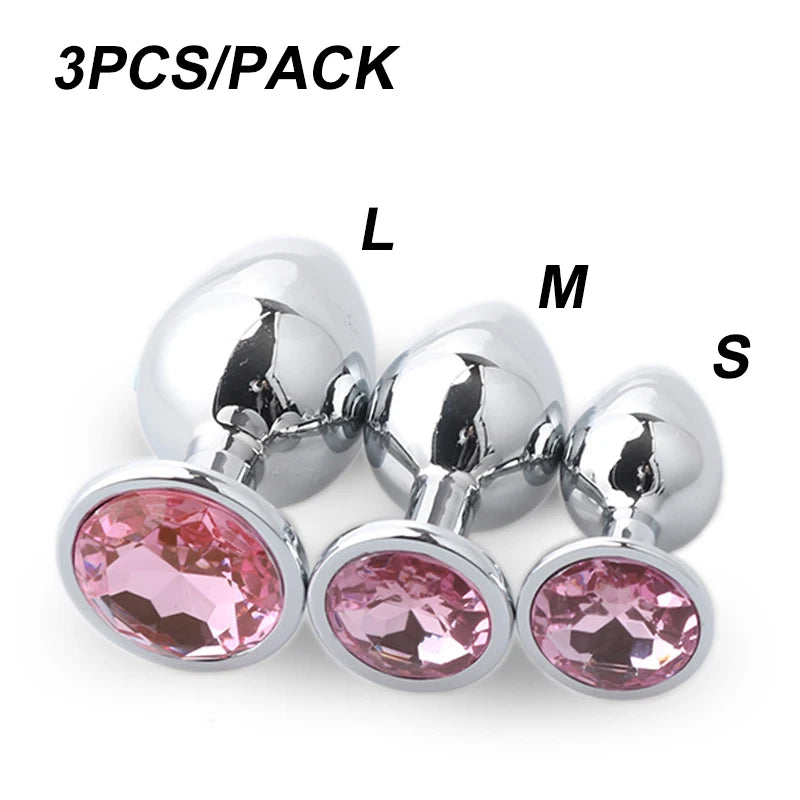 Anal Plugs Men Women Heart 3 Sizes Stainless Steel Crystal Removable Butt Plug Stimulator Anal Sex Toys Prostate Massager Dildo