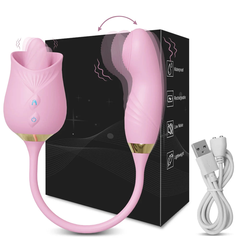 Licking Vibrator for Women Clitoral Nipple Stimulator Massager Thrusting Dildo 2 in 1 Sex Toy for Women Adult Sex Products