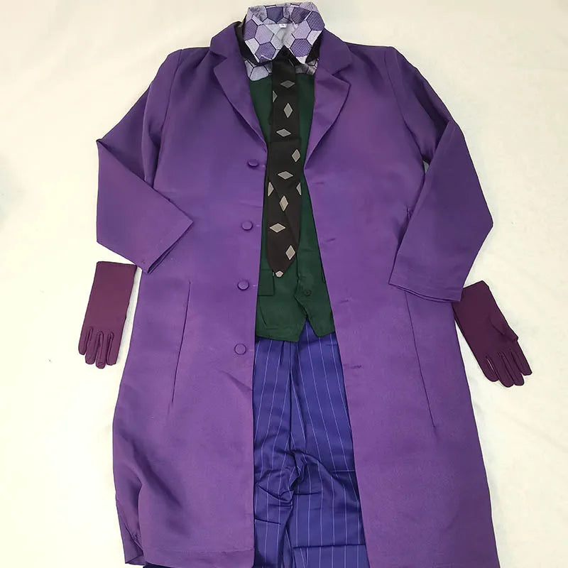The Joker Cosplay Costume Clown full set Coat Shirt Vest Tie Suit Outfits Joker Full Set for Men Halloween Costumes