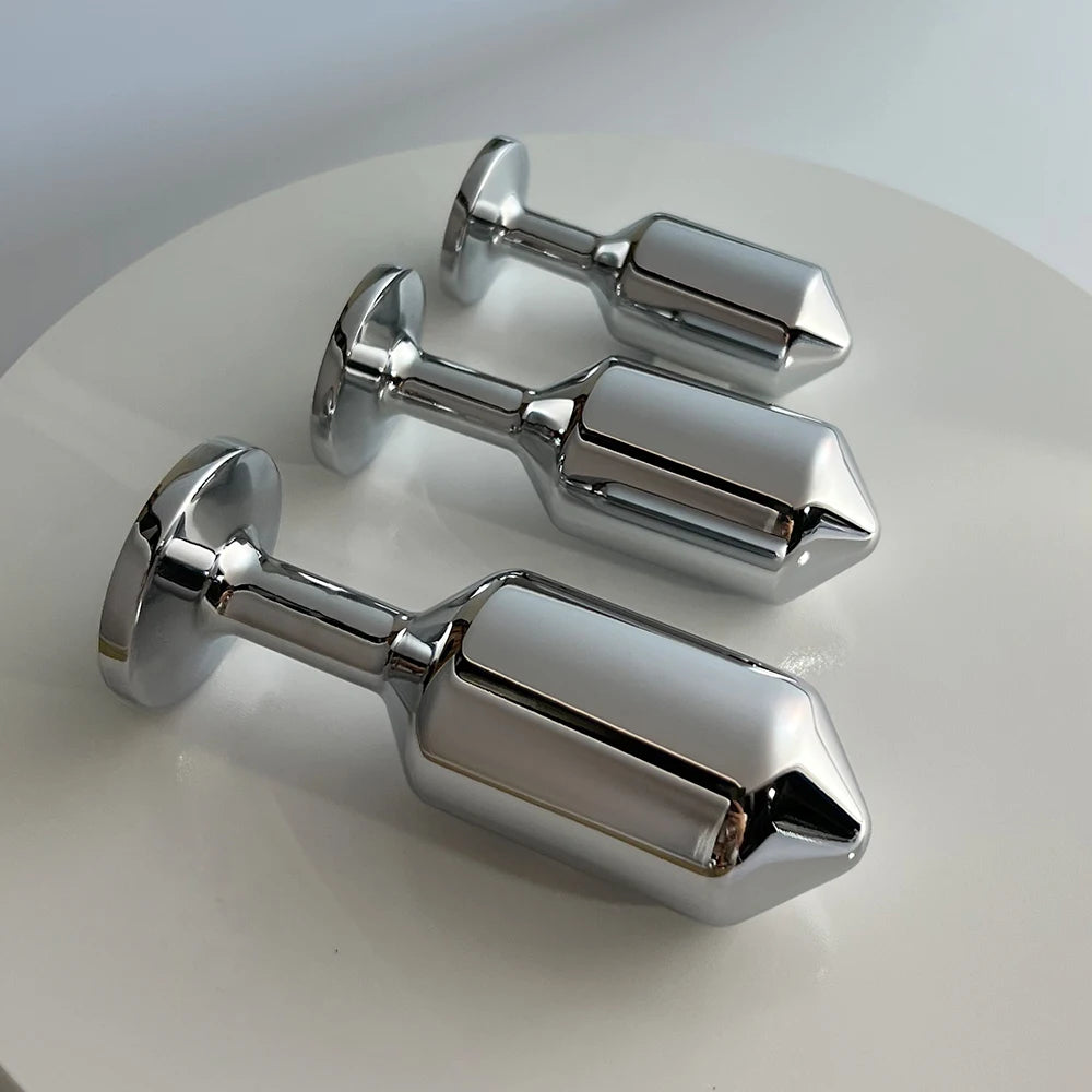 Gravity Anal Plugs Metal Silver Butt Trainer Jewel Inlaid Bottom Sex Toy Backdoor Expander dildo Dilatador Prostate Massager