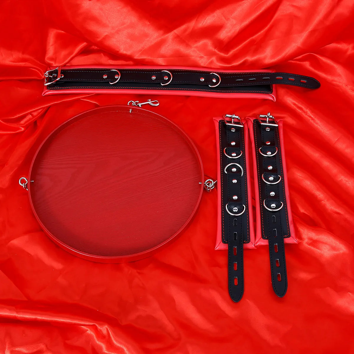 Bondage Toys Adjustable Leather Handcuffs Tray Ankle Cuffs Collar BDSM Restrsaints Erotic Adults Toys Fetish Dog Slave Sex Game