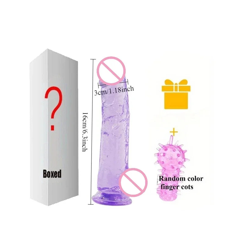 Realistic Transparent Jelly Dildos G-Spot Masturbation Sex Toy for Women Masturbator Vagina Wiht Strong Cup Ddildo Penis Adult18