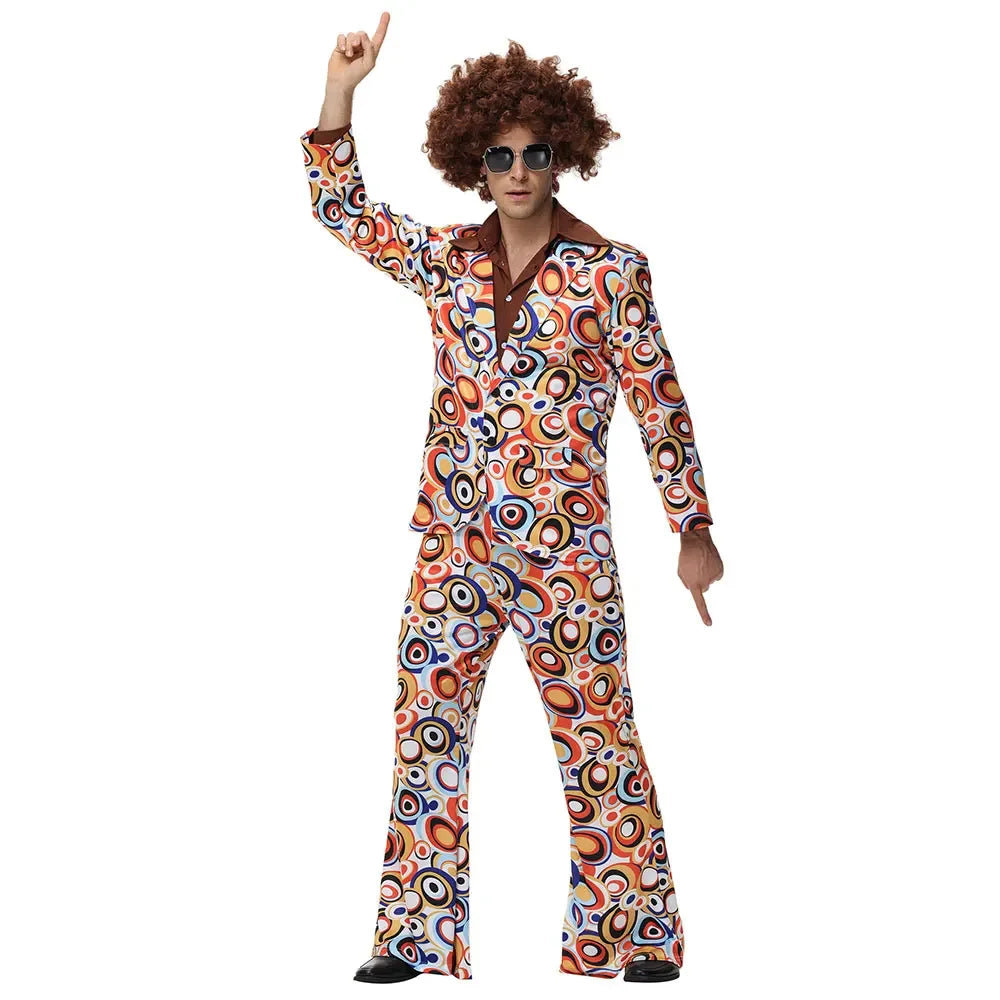 Men Women Retro 70s 80s Hippie Costume Disco Rock Hip-Hop for Cosplay Couples Purim Halloween Party Fantasia Dress Up
