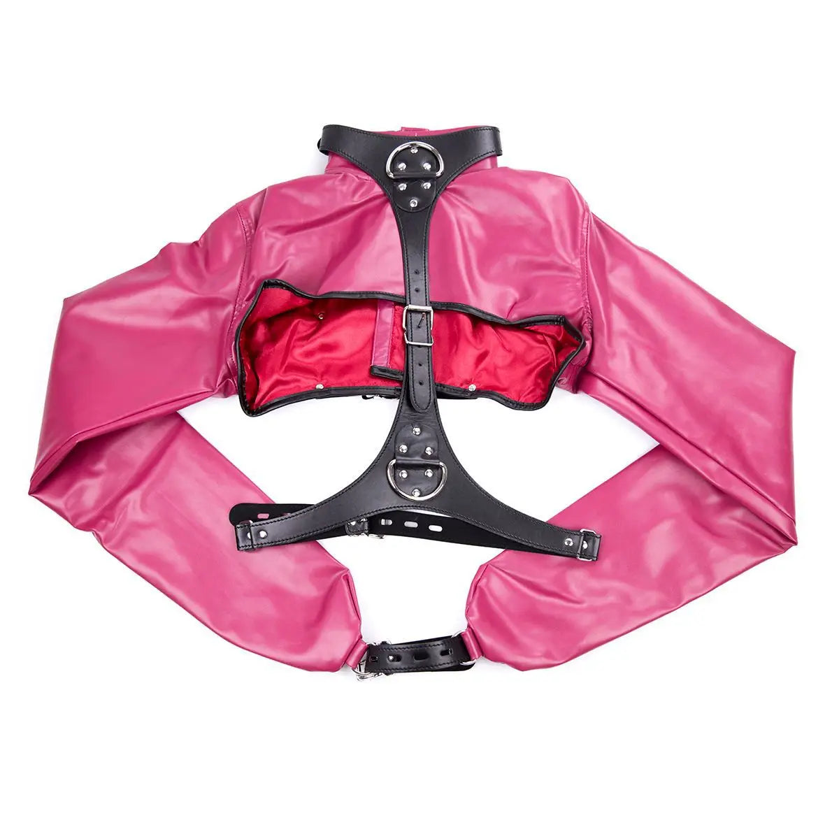 Women Jacket Halloween Costume Restraint Straight Sexy Open Breast Cupless Leather Bondage Strait Jacket Tops for Female 2024