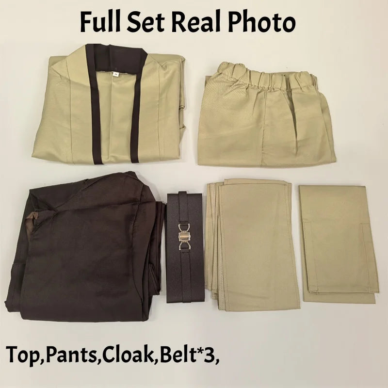 Obi Wan Kenobi Men's Costume Robe Adult Male Jedi Knight Tunic Costume Hooded Uniform Full Set Halloween Cosplay Cloak