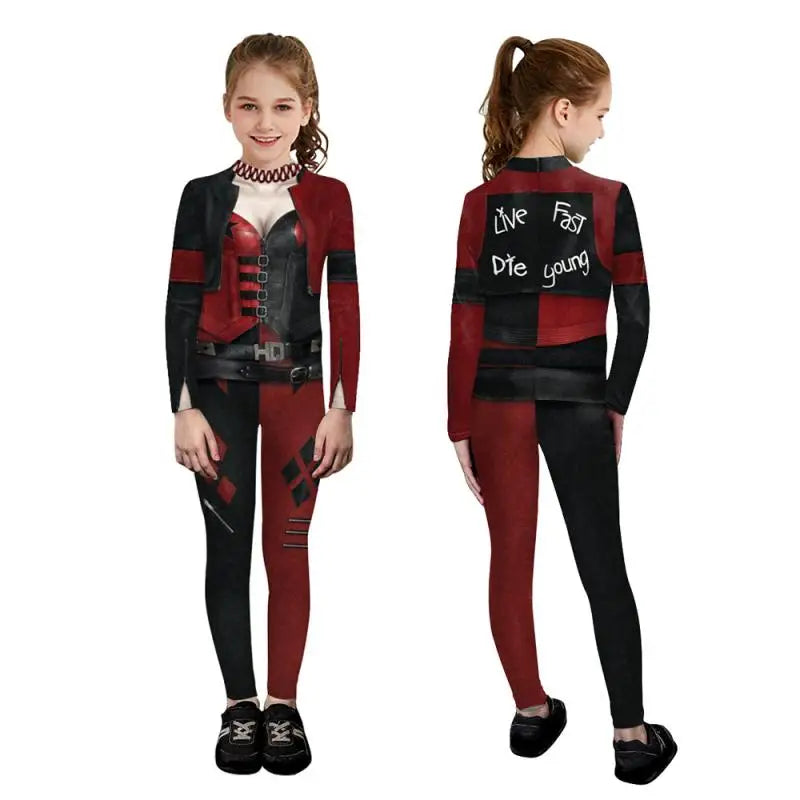 [You're My Secret] Clown Women Cosplay Costume Halloween Dress Up Matching Set Carnival Party Dress Leggings Cool Bodysuit