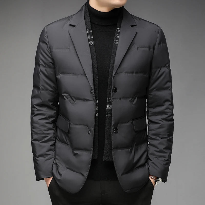 Men's Winter Fashion High-Quality down Jacket 90% White Duck down Warm Coat with Removable Scarf Suit Collar M-4XL Sizes