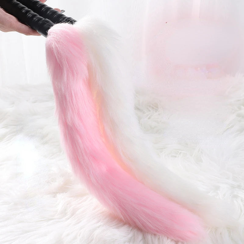 Fetish PU Leather With Fox Tail Whip Flogger Handle Spanking Paddle Flirting BDSM Adult Game Erotic Sex Toys for Women Couples
