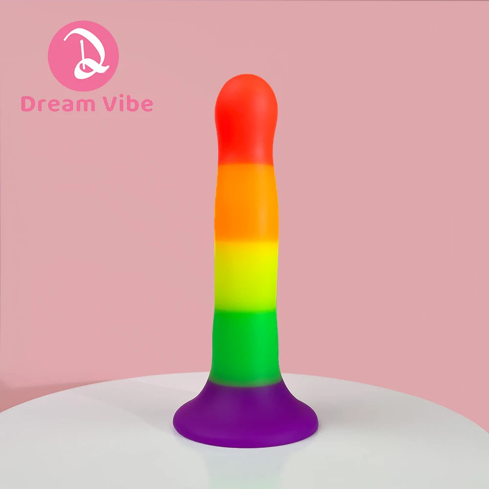 Liquid Silicone Rainbow Dildo Strong Suction Base Soft and Smooth Penetration Deep Adult Sex Toy New Anal Plug Gay Sex Penis