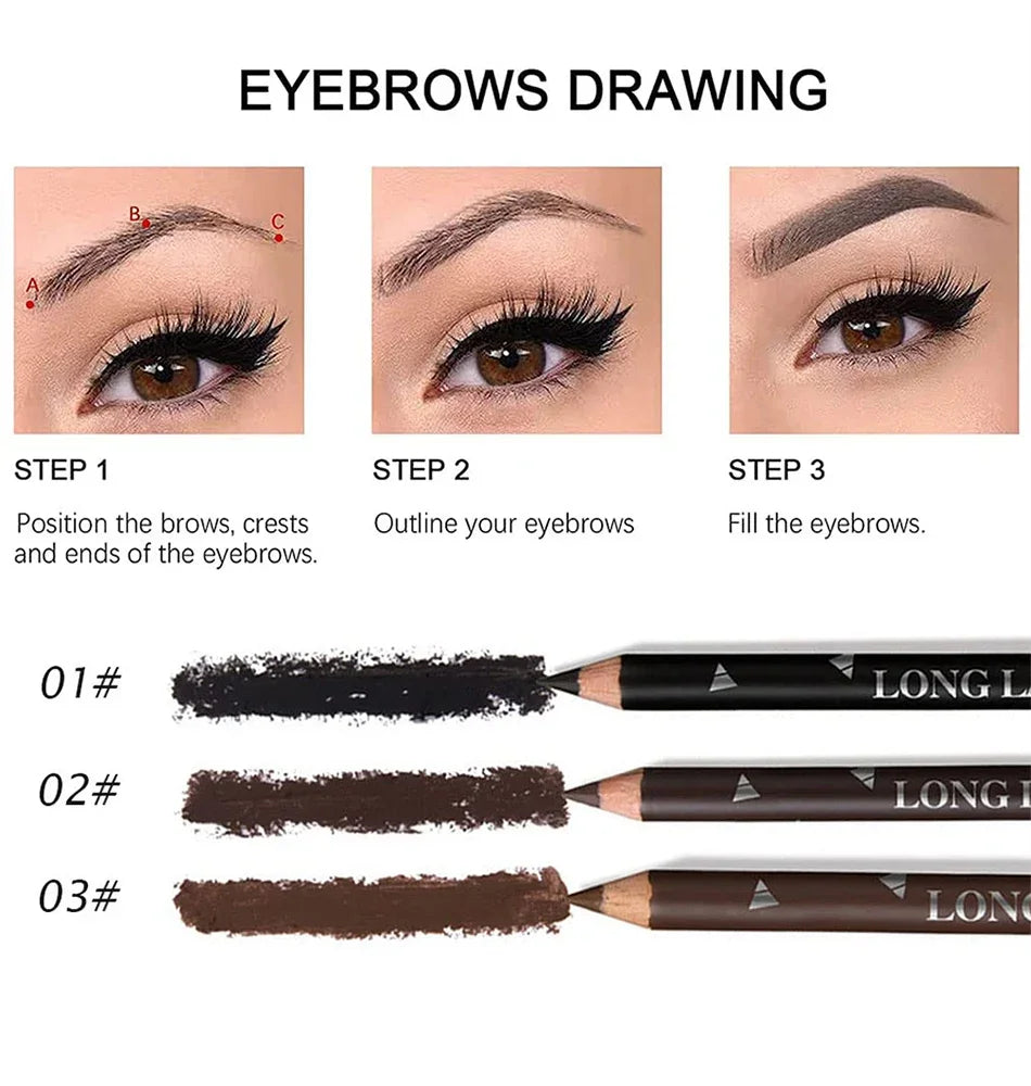 6/12Pcs Eye Brow Pencil Waterproof Professional Women Eye Makeup Pen Easy Color Natural Black Cosmetic Beauty Eyebrow Tool