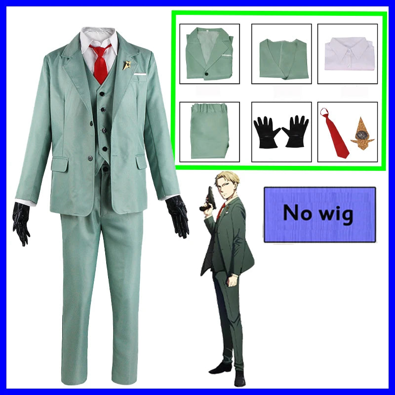 Anime Spy X Family Cosplay Costume Yor Forger Sexy Dress Loid Forger Light Green Suit Anya Kawaii Outfit Carnival Party Wig COS