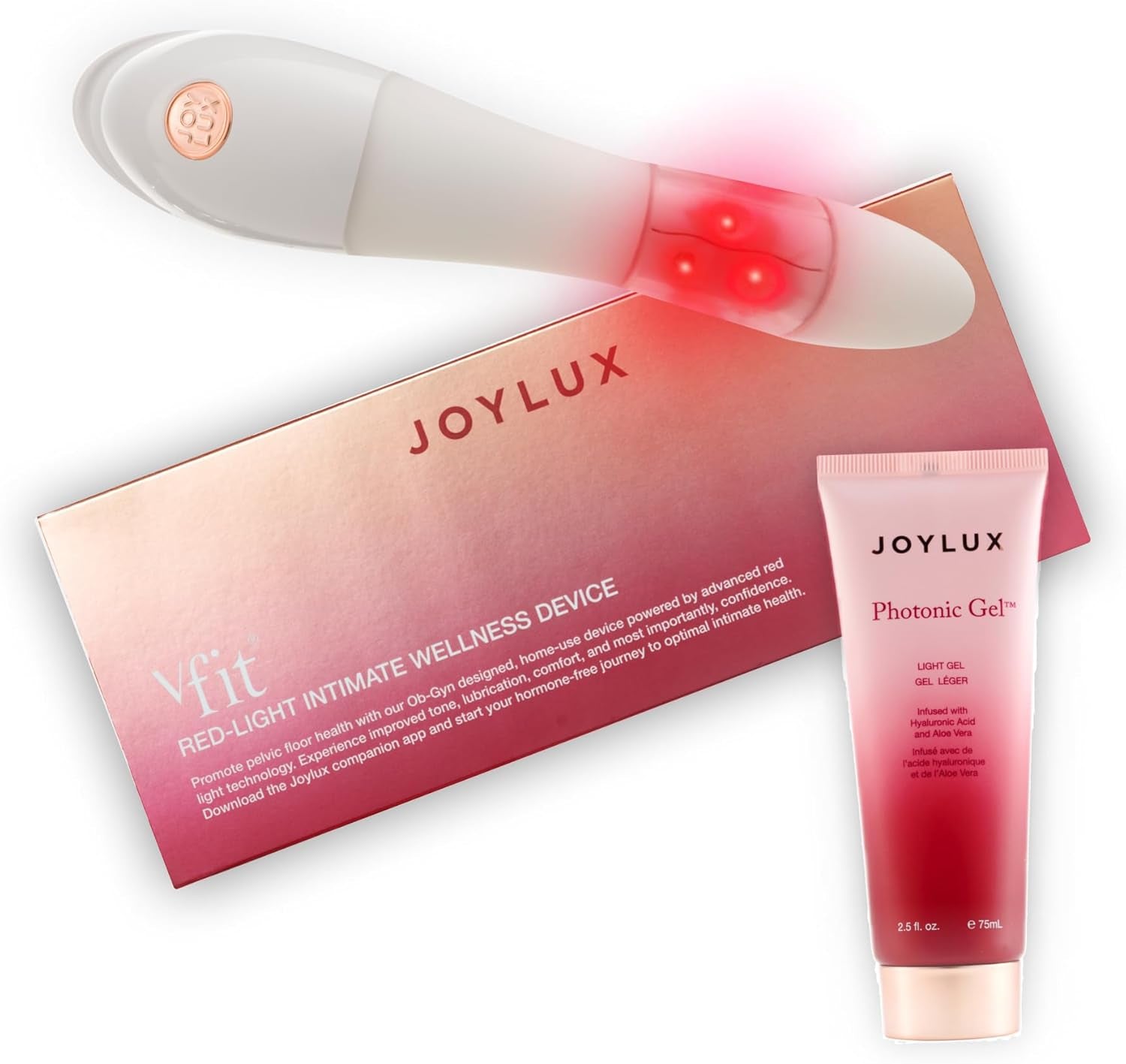 - Vfit and Photonic Gel Set, Red LED Light Feminine Health Device for Women, Wellness System for Menopausal Women & New Moms, Promotes Natural Hydration, Helps Tighten Pelvic Floor (2-Pack Set)
